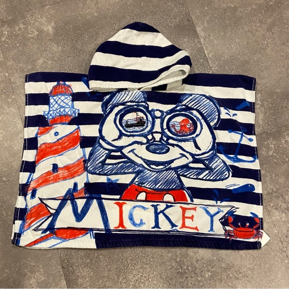 Beach towel poncho Mickey Mouse child’s blue white red - Picture 1 of 6